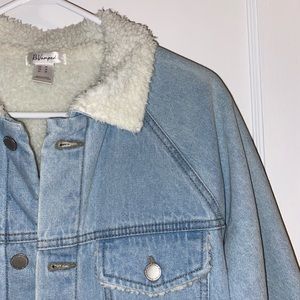 Long Sherpa-lined Denim Jacket